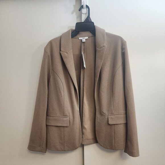 Bar III Petite Peak-Lapel Open-Front Blazer Women's PXL Warm Ginger Flap Pockets - Picture 2 of 4